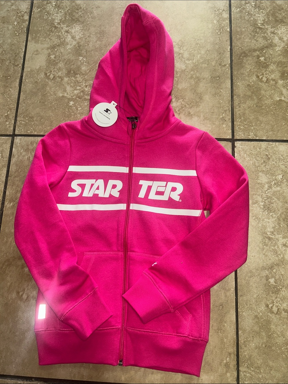 STARTER Hot Pink Full-Zip Hoodie with White Logo
